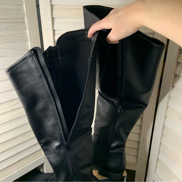 A New Approach Bradley Black Faux Leather Zip Up Over the Knee Boots Size 9 - Picture 8 of 10